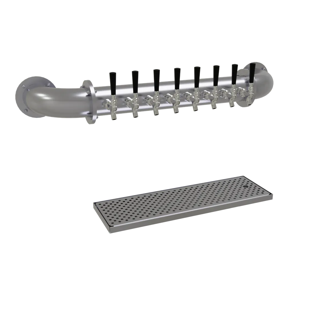 Glastender PW-8-SSR Wall Draft Tower, Wall‑Mount, 8 Stainless Steel Taps, Glycol‑Cooled, Stainless