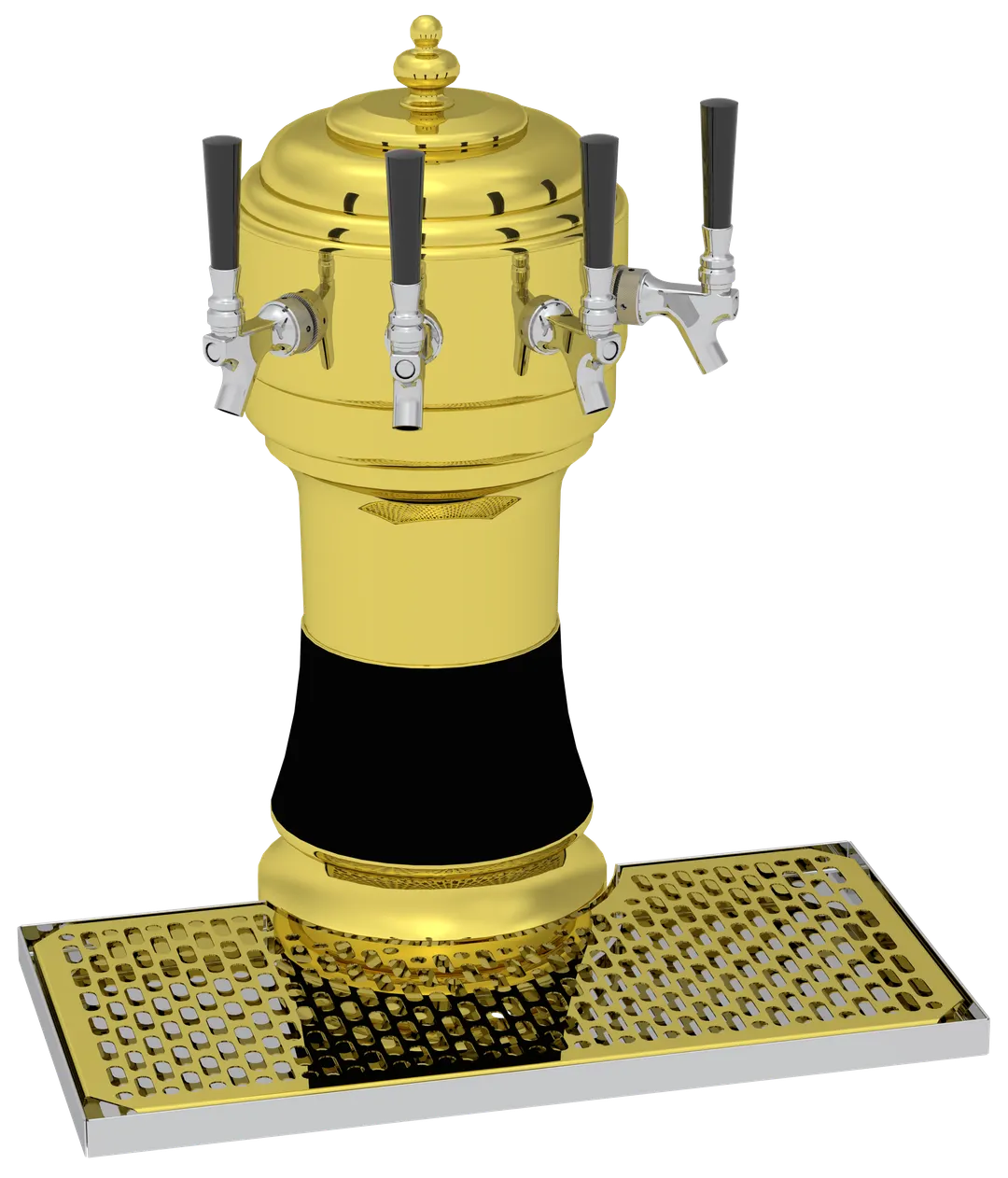 Glastender ZT-5-PBR Zeus Draft Tower –Glycol‑Cooled, 5 Stainless Taps, Brass, 1‑Col Ceramic, 4‑6 Tap