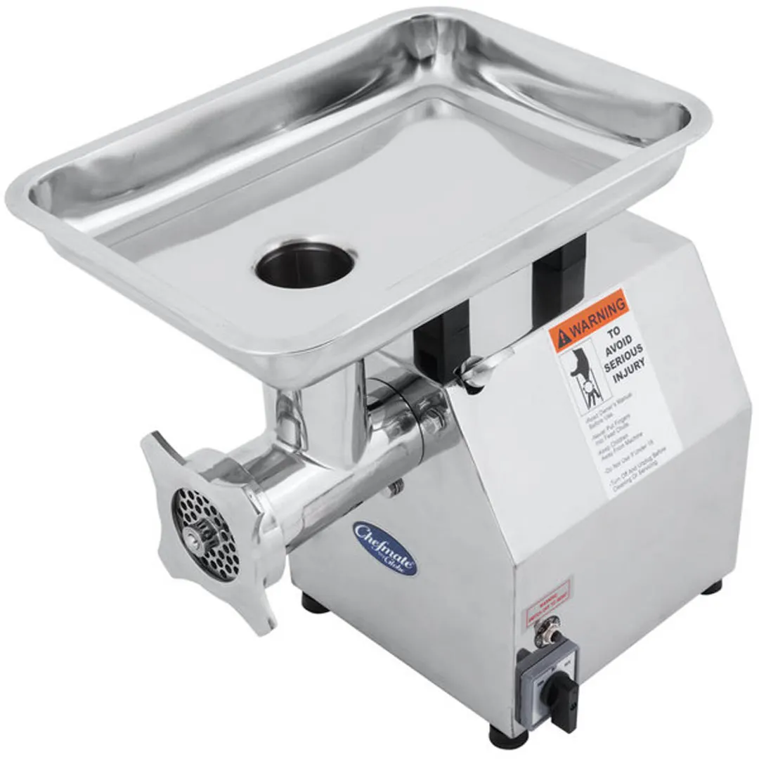 Globe CM12 Countertop Electric Meat Grinder – 1 HP, 250 lbs/hr, #12 Hub, 170 RPM, 1/4” & 5/16” Plates, Chefmate™ Chopper