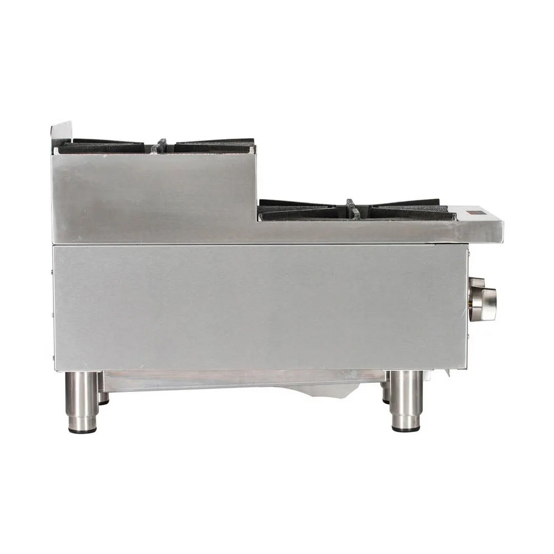 Globe GHPSU212G 12" Countertop Step-Up Gas Hotplate with (2) Burners, 60.000 BTU