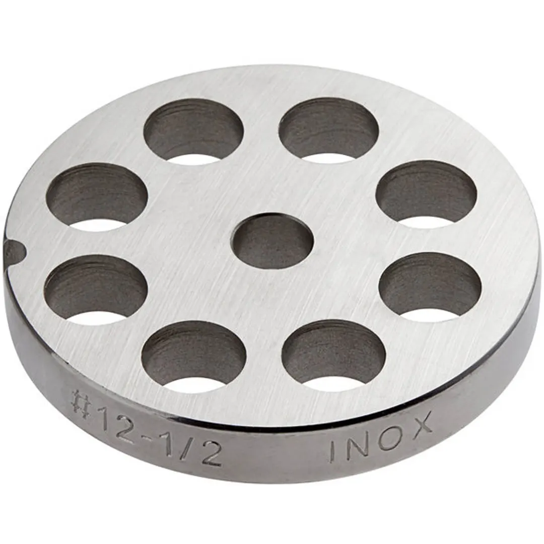 Globe L00774 1/2" Chopper Plate for CM12 Meat Chopper, 12mm, #12 Hub Type, Stainless Steel, Precision Cutting