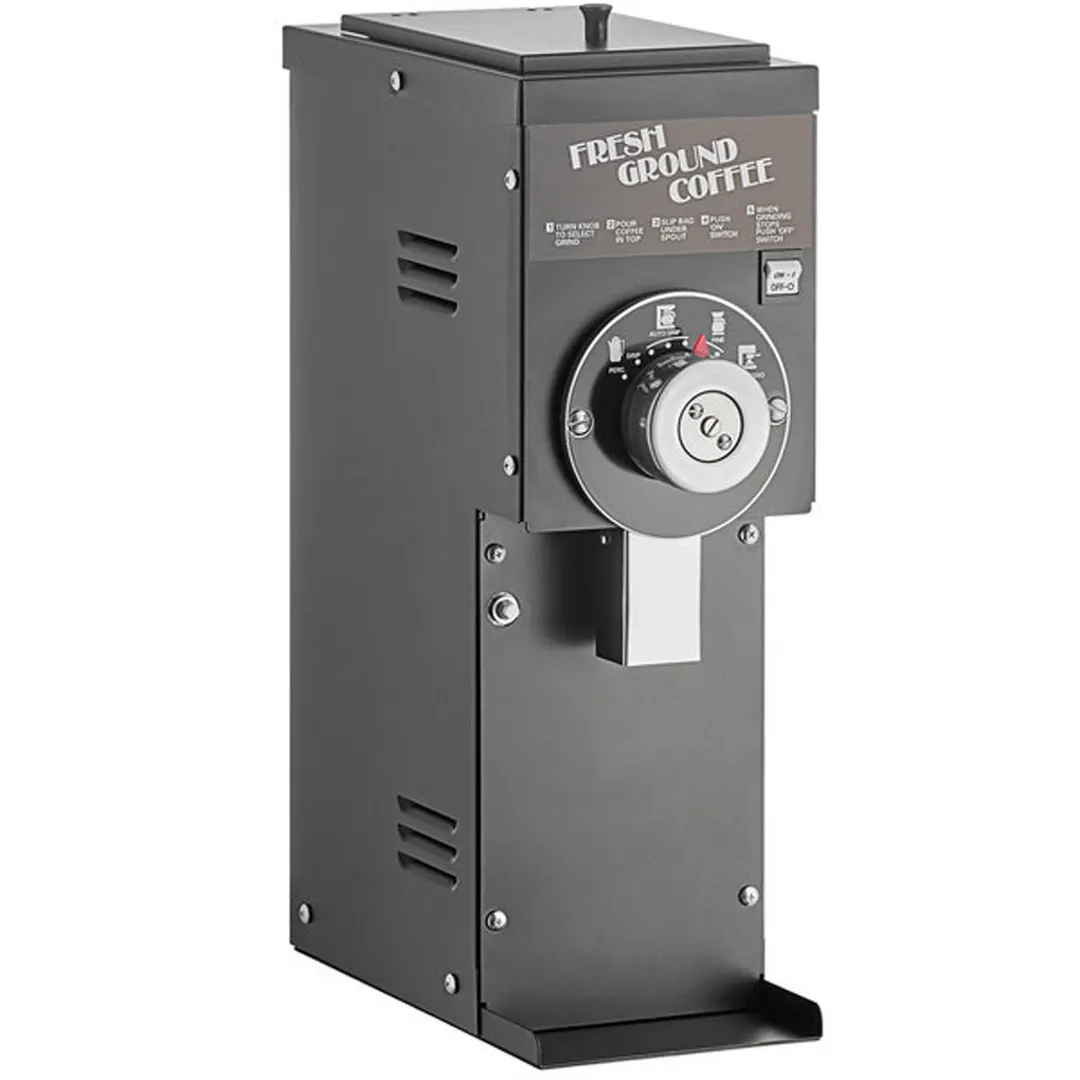 Grindmaster 810S 7" Wide Space Saver Retail Coffee Grinder w/ 1.5 lbs. Hopper Cap - 1/2 HP - Black