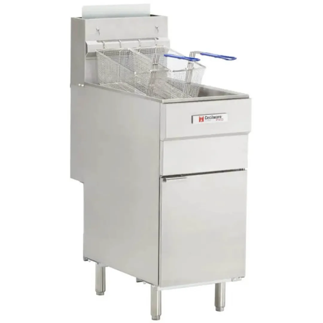 Cecilware® Pro FMS504NAT 15" Floor Model Natural Gas Full Pot Fryer, 50 lbs, 120.000 BTU