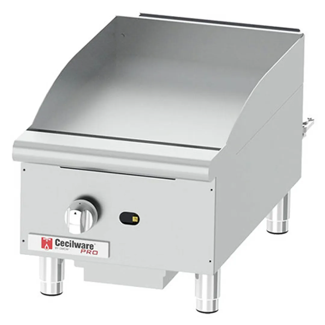 Cecilware® Pro GCP15 15" Countertop Gas Griddle with Manual Controls, 1" Steel Plate, 30.000 BTU