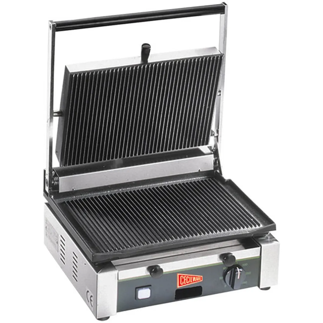 Cecilware® Pro TSG1G 15" Single Sandwich Panini Grill w/ Cast Iron Grroved Plates, 110V