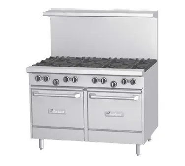 Garland US Range G48-6G12SS 48" Gas Restaurant Range w/ (6) Open Burners, 12" Griddle, (2) Cabinet Bases, 216.000 BTU