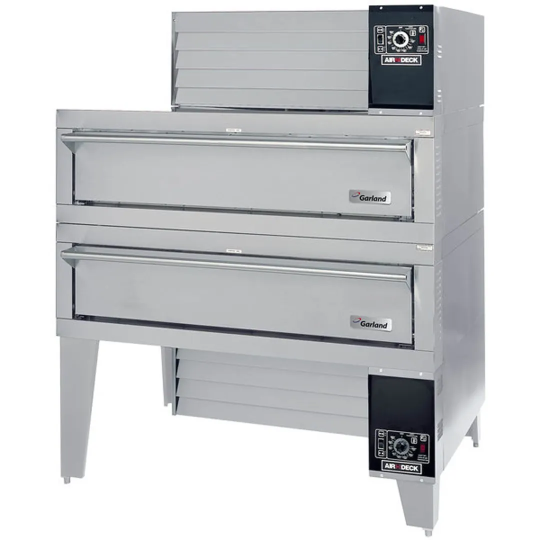 Garland US Range G56PT/B 63" Double Air Deck Gas Pizza Oven with Bottom and Top Mounted, 160.000 BTU