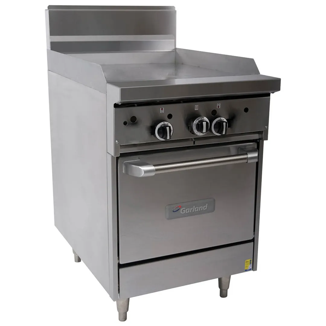 Garland US Range GF24-G24L 24" Gas Restaurant Range, 24" Full Griddle w/ Thermostatic Controls, (1) Space Saver Oven, 68.000 BTU