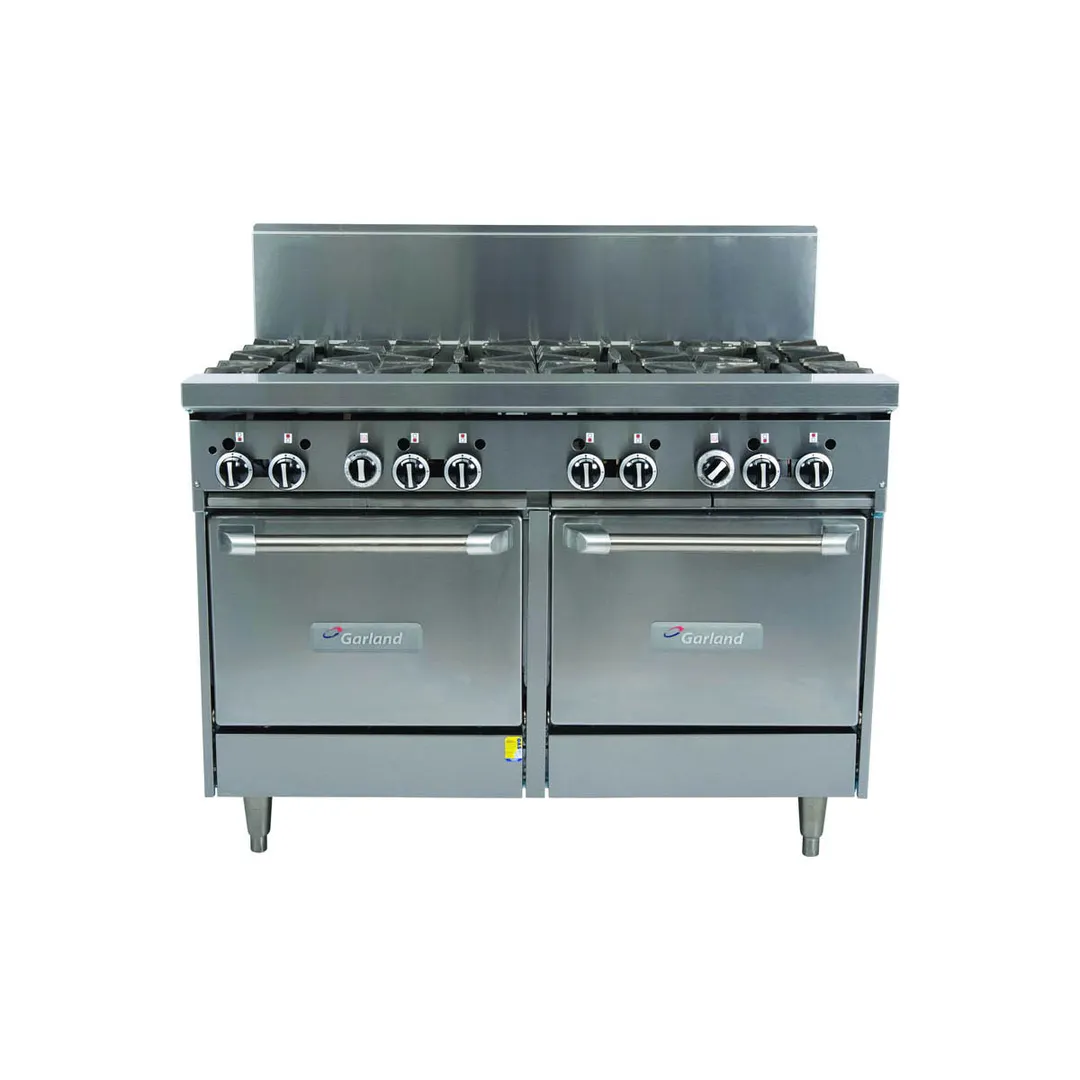Garland US Range GF48-8LL 48" Gas Restaurant Range w/ (8) Open Burners, (2) Space Saver Ovens, 272.000 BTU
