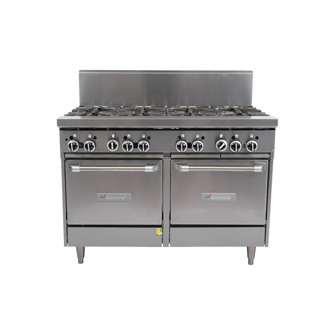 Garland US Range GFE48-8LL 48" Gas Restaurant Range w/ (8) Open Burners, Electric Spark Ignition, (2) Space Saver Ovens, 272.000 BTU
