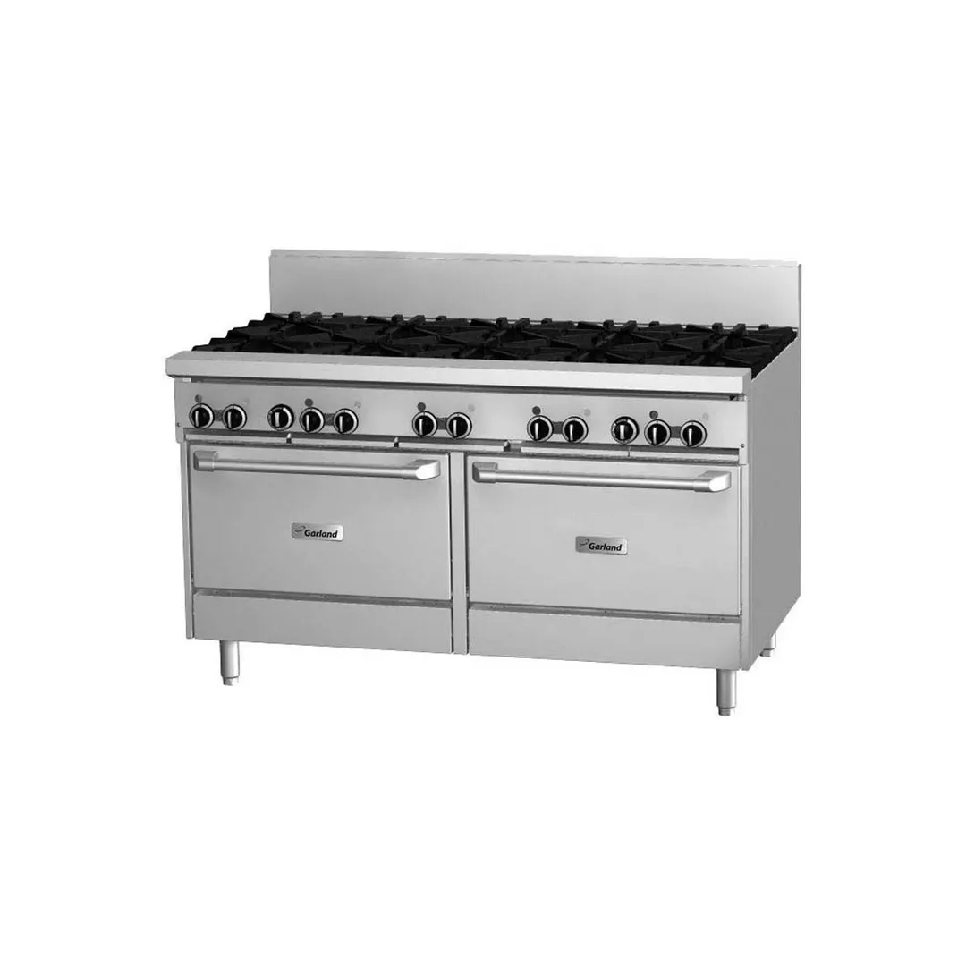 Garland US Range GFE60-10RR 60" Gas Restaurant Range w/ (10) Open Burners, Electric Spark Ignition, (2) Standard Ovens, 336.000 BTU