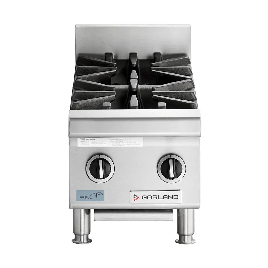 Garland US Range GTOG12-2 12" Countertop Heavy Duty Gas Hotplate with (2) Burners, 60.000 BTU