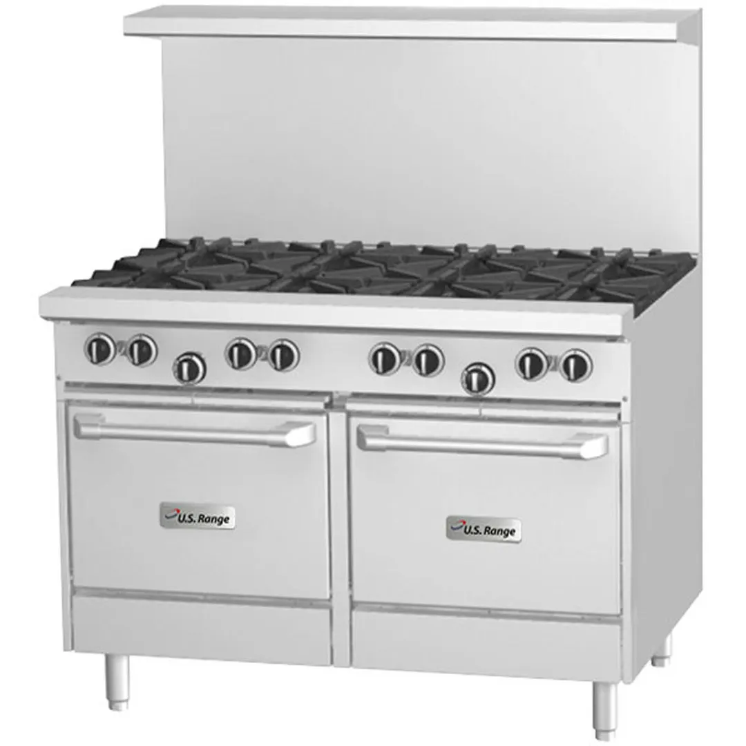 Garland US Range U48-8SS 48" Gas Restaurant Range w/ (8) Open Burners, (2) Cabinet Bases, 256.000 BTU