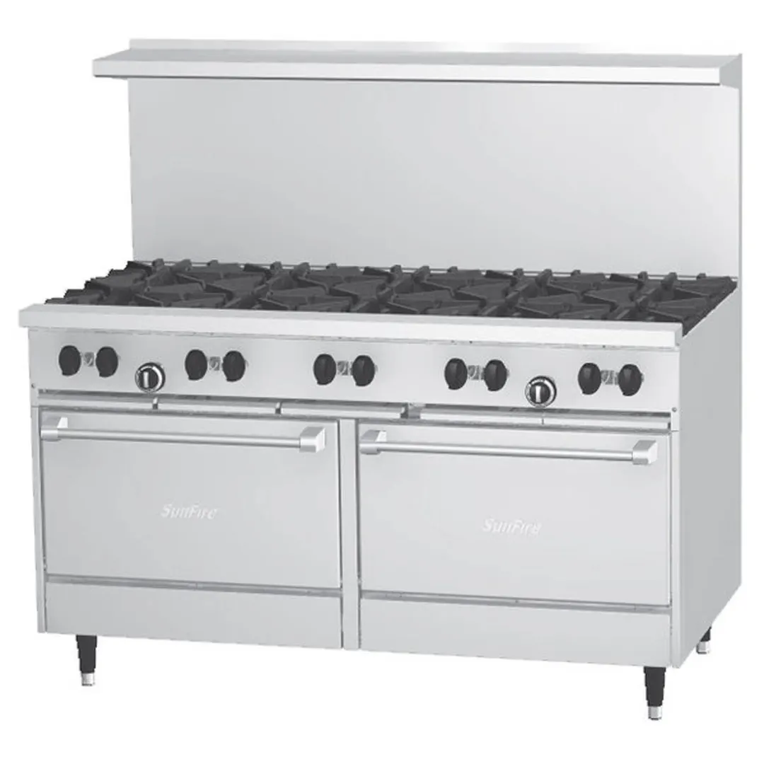 Garland US Range X60-10RR 60" Gas Restaurant Range w/ (10) Open Burners, (2) Standard Ovens, 366.000 BTU