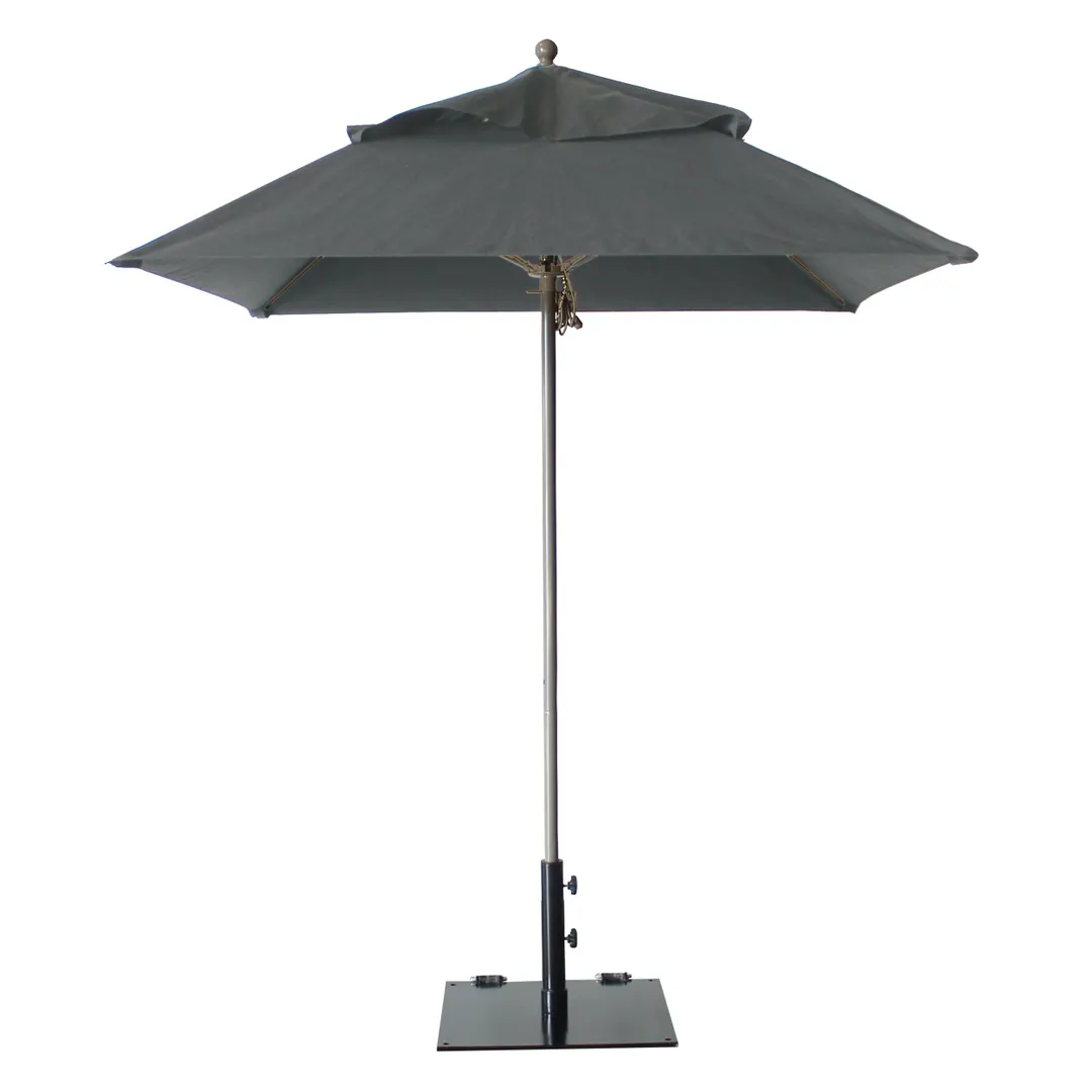 Grosfillex 98660231 Windmaster Umbrella, 6-1/2 ft., Square Top, Charcoal Gray, 1-1/2" Aluminum Pole