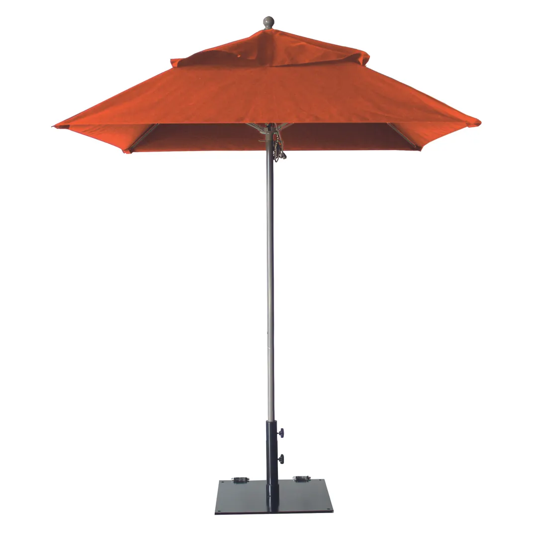 Grosfillex 98661931 Windmaster Umbrella, 6.5 ft., Square Top, Orange Recacril Fabric, Aluminum Pole