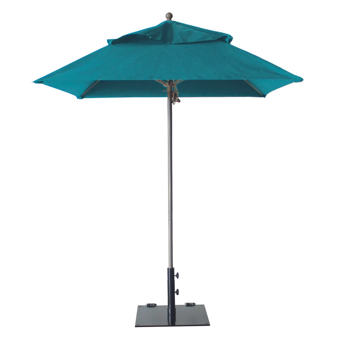 Grosfillex 98664131 Windmaster Umbrella, 6.5 ft., Square Top, Turquoise, Aluminum Pole
