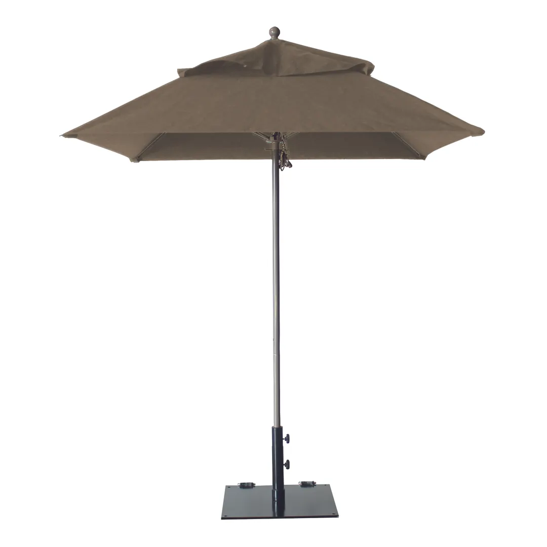 Grosfillex 98668131 Windmaster Umbrella, 6-1/2 ft., Square Top, Taupe, Aluminum Pole