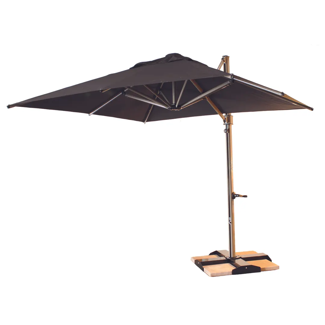 Grosfillex 98700231 Windmaster Cantilever Umbrella, 10 ft., Square Top, Charcoal Recacril Fabric