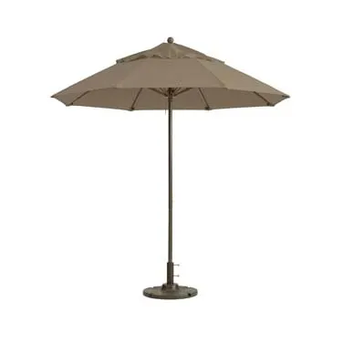 Grosfillex 98818131 Windmaster 9 ft. Round Patio Umbrella, 1-1/2" Aluminum Pole, Taupe Recacril Fabric
