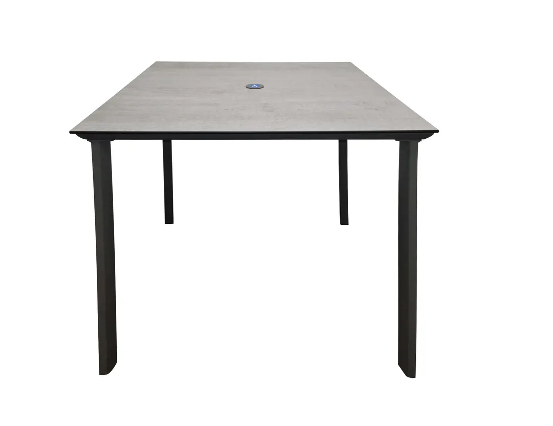 Grosfillex R1001288 36x36 Square Outdoor Table, ADA Compliant, Granite Laminate Top, Volcanic Black Aluminum Base