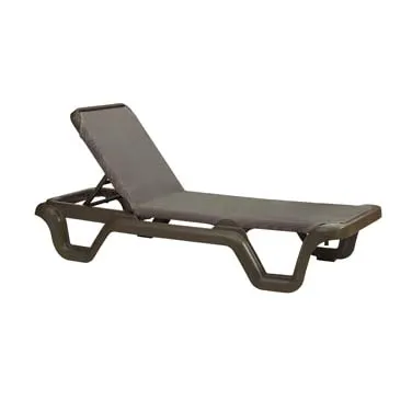 Grosfillex US515137 Marina Chaise Lounge, Sling Style, Resin Frame, Espresso, Adjustable, UV Resistant