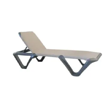 Grosfillex US891102 Nautical Pro Chaise, Sling Style, Resin Frame, Espresso, 3-Position Adjustable