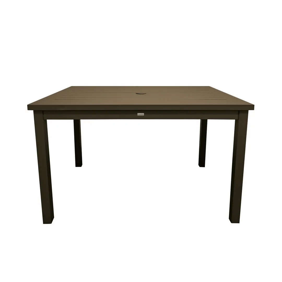 Grosfillex US929599 Sigma Outdoor Table, 48" Square, Aluminum, Fusion Bronze, Adjustable Levelers
