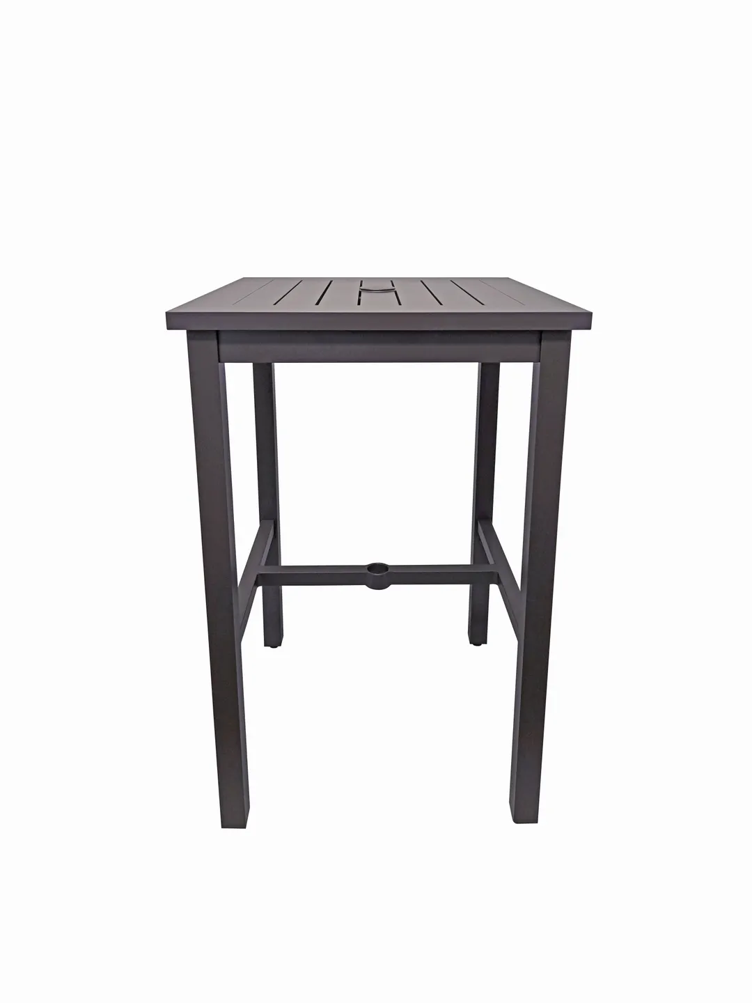 Grosfillex US930288 28x28 Square Bar Height Outdoor Aluminum Table, Volcanic Black