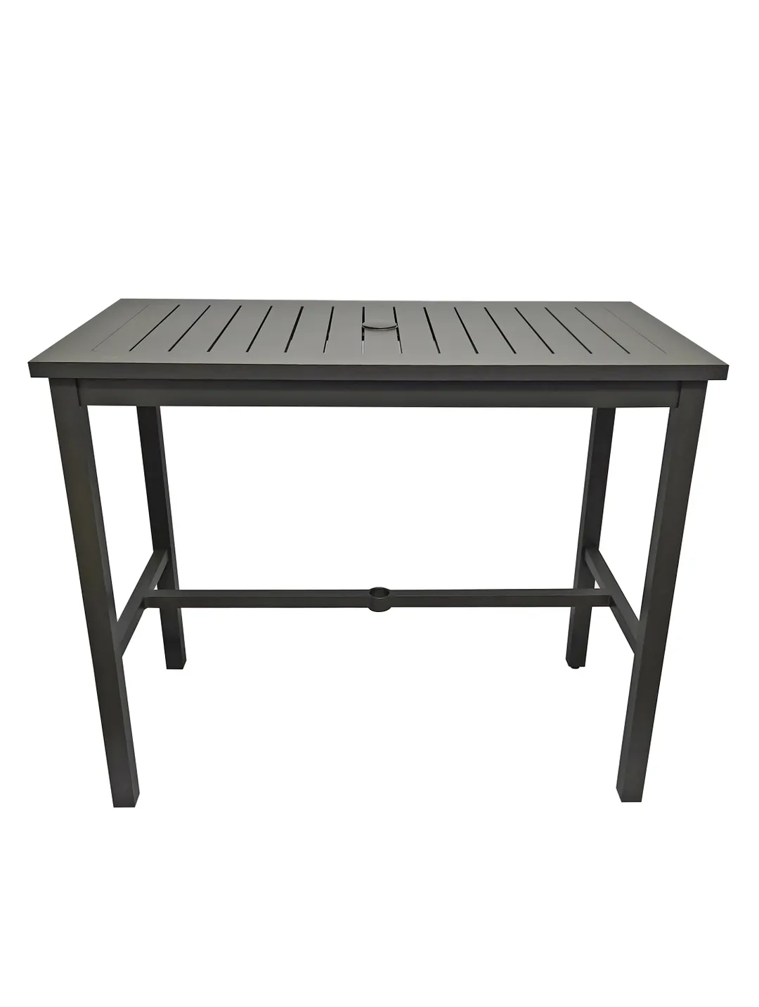 Grosfillex US931288 51x28 Rectangular Bar Height Outdoor Aluminum Table, Volcanic Black