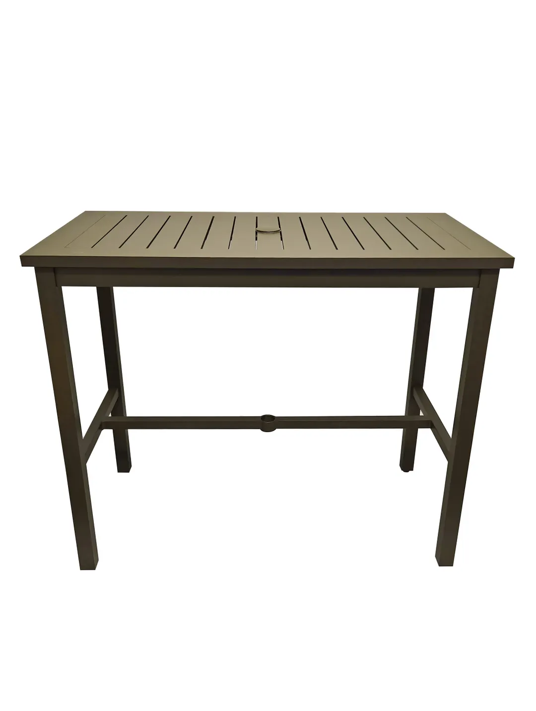 Grosfillex US931599 Sigma Rectangular Bar Height Outdoor Table, 51x28, Aluminum, Fusion Bronze
