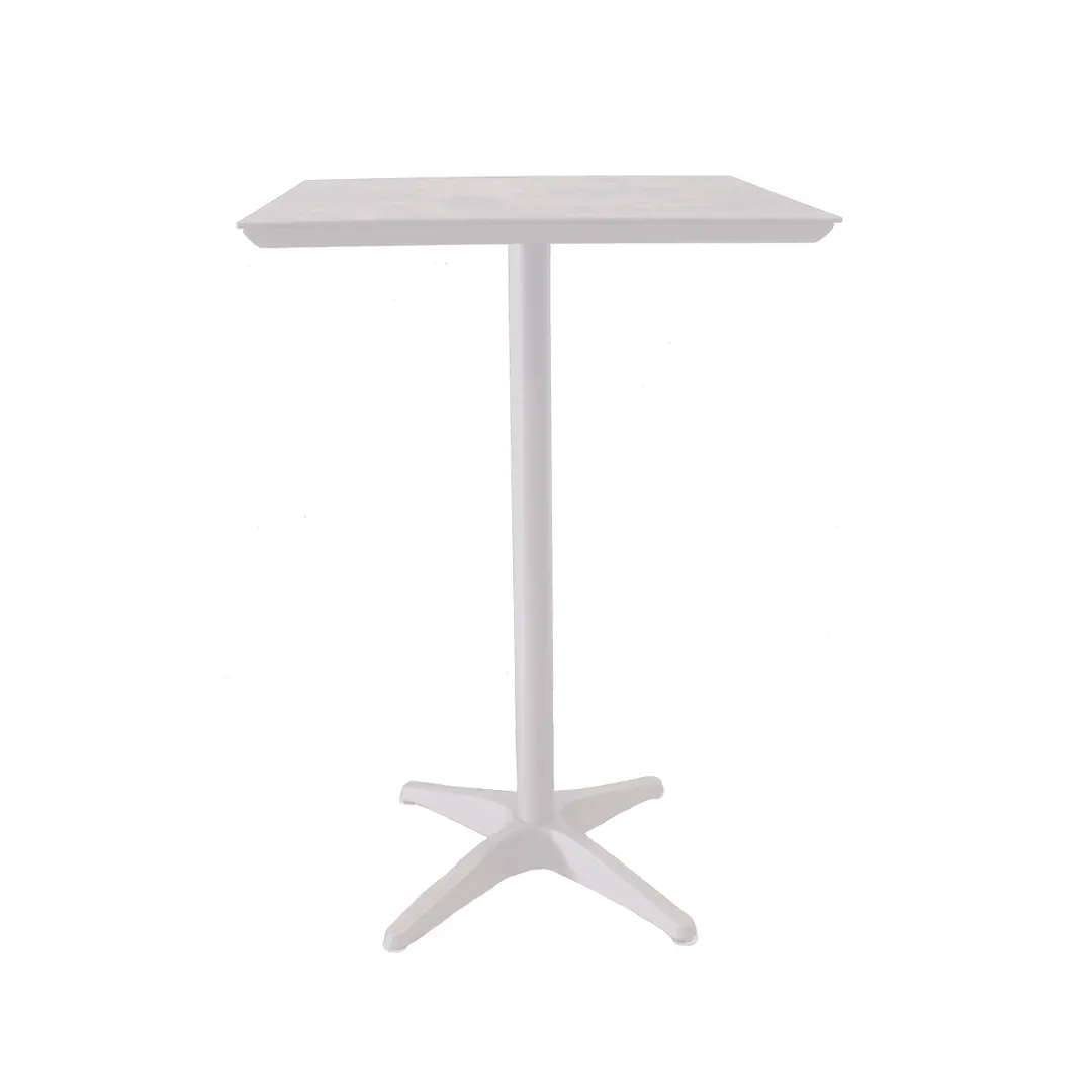 Grosfillex U3402096 28x28 Square Bar Height Outdoor Table, White Laminate Top, Aluminum Base