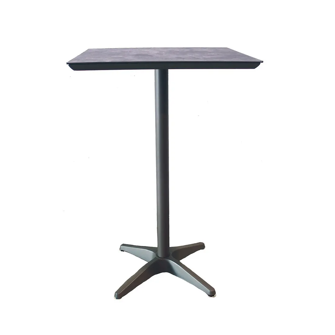 Grosfillex U3402288 Square Bar Height Outdoor Table, 28x28, Aluminum Base, Laminate Top, Volcanic Black