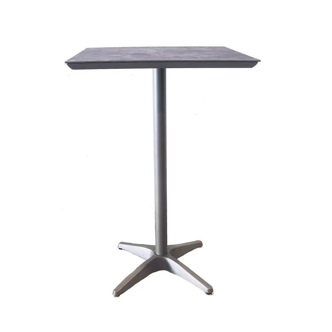 Grosfillex U3402289 28x28 Square Bar Height Outdoor Table, High Pressure Laminate Top, Platinum Gray Aluminum Base