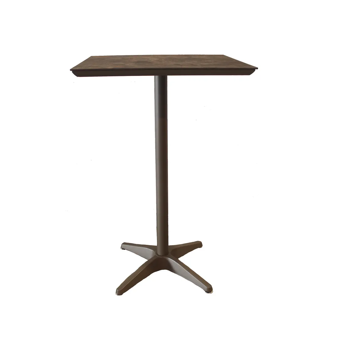 Grosfillex U3402599 Square Bar Height Outdoor Table, 28x28, Lava, Aluminum Base, Laminate Top