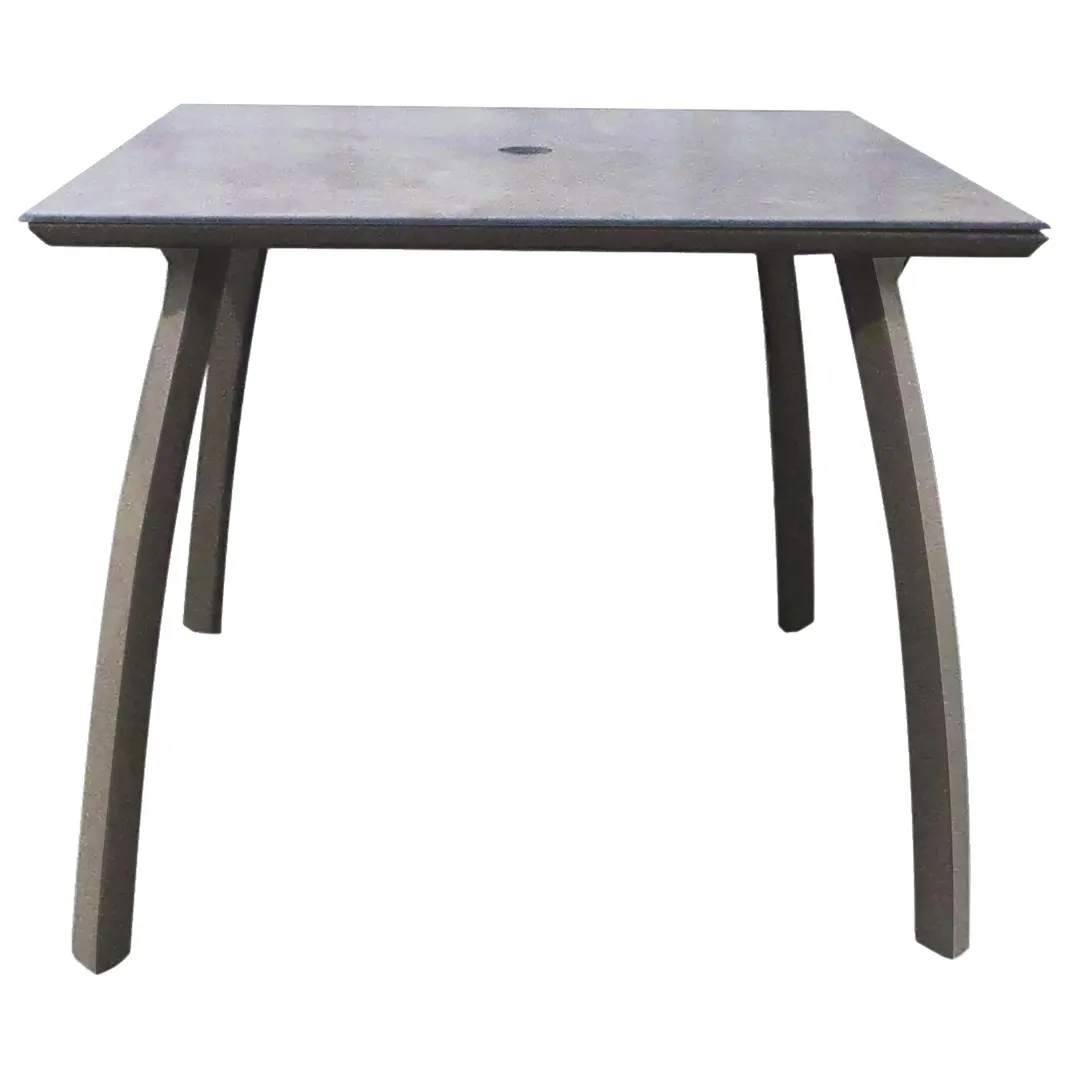 Grosfillex S6602288 Square Outdoor Restaurant Table, 36x36, Volcanic Black Aluminum Base, High Pressure Laminate Top