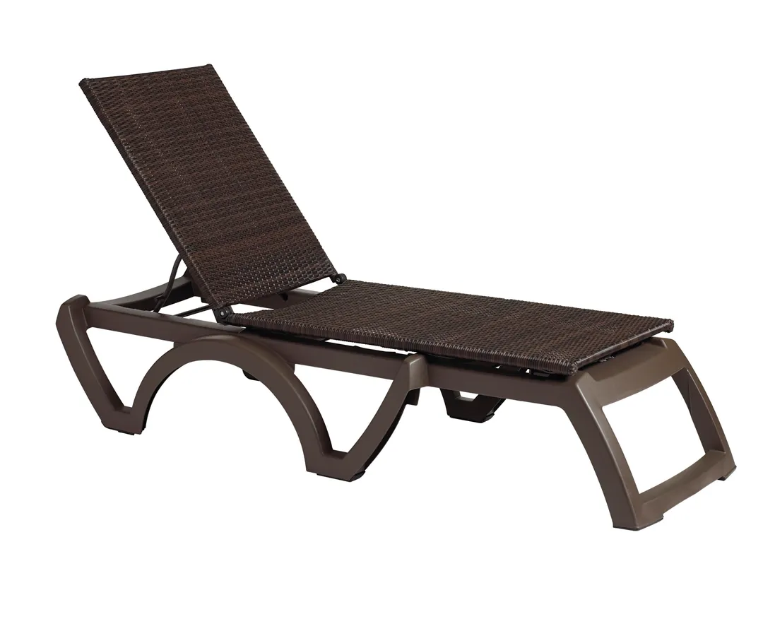 Grosfillex UT436037 Java Chaise, Stackable, Adjustable, Espresso Weave, Resin Frame, All Weather Wicker