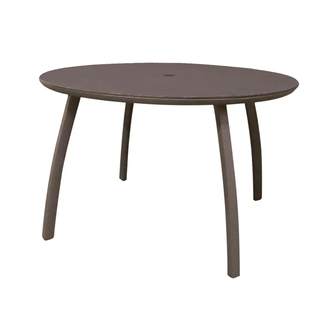 Grosfillex S6802599 Round Outdoor Patio Table, 48" dia., High Pressure Laminate Top, Fusion Bronze Aluminum Base