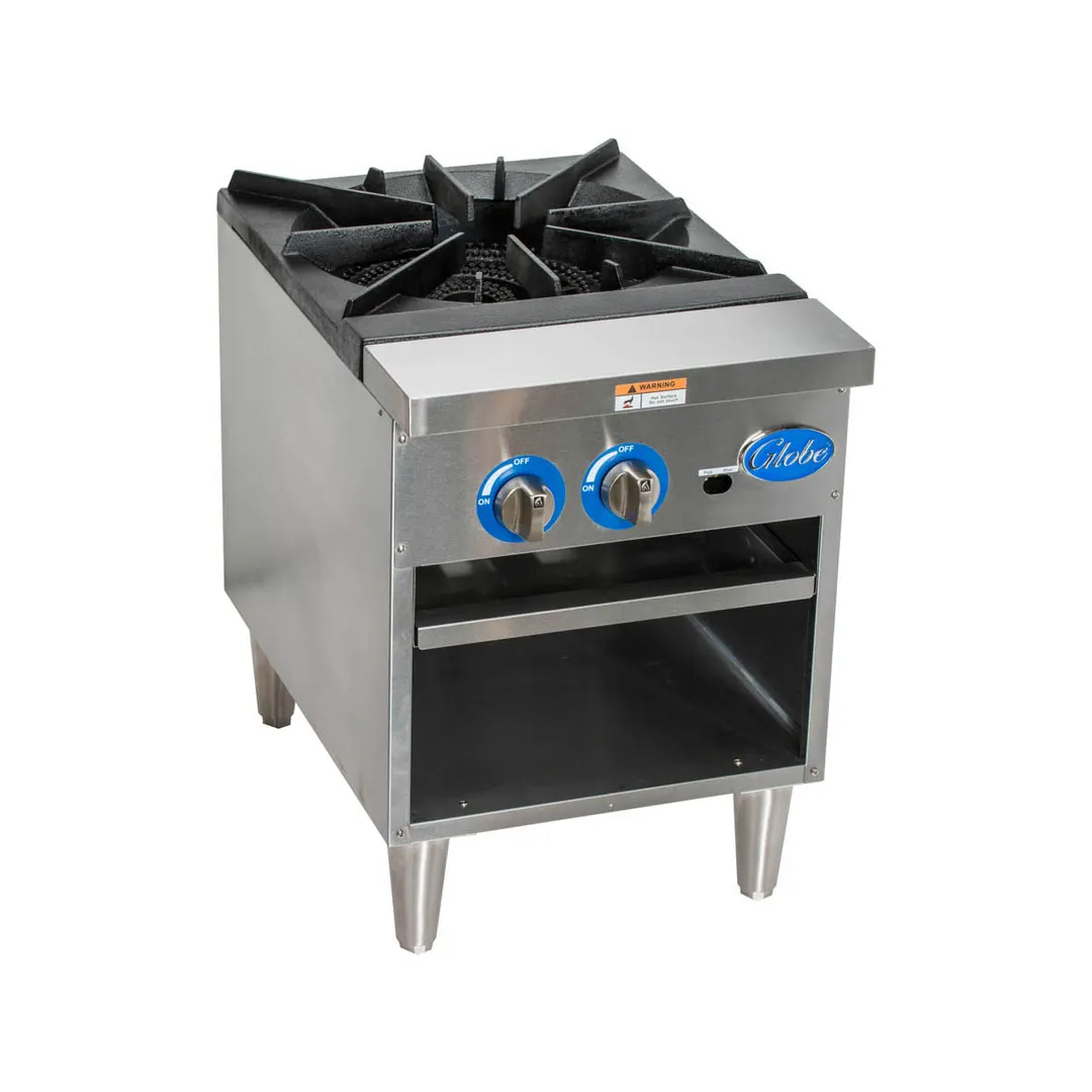 Globe GSP18G 18" Quick Ship Natural Gas Stock Pot Range w/ (2) Two Ring Burners, LP Conversion Kit Included, 100.000 BTU