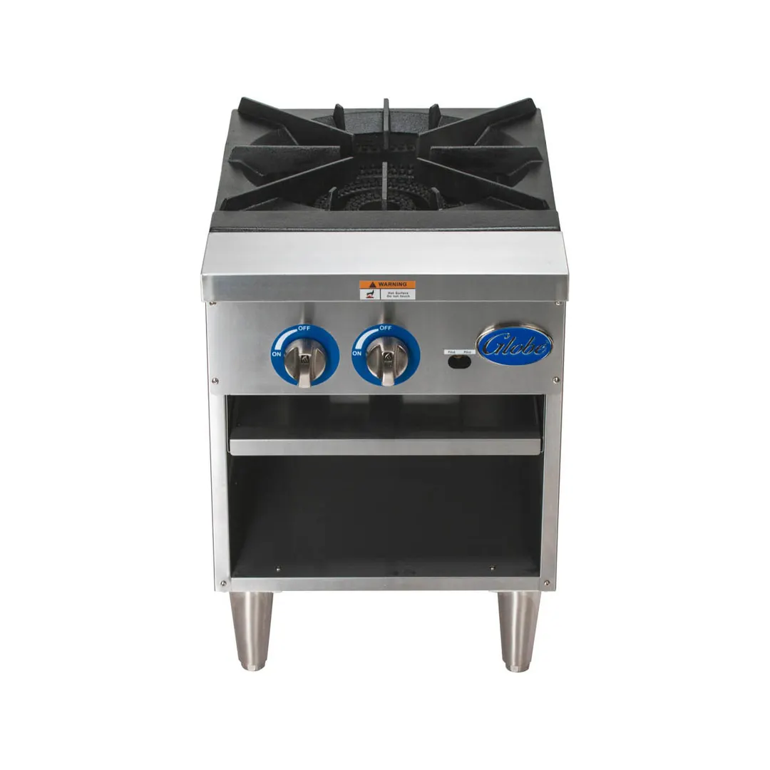 Globe GSP18G 18" Quick Ship Natural Gas Stock Pot Range w/ (2) Two Ring Burners, LP Conversion Kit Included, 100.000 BTU