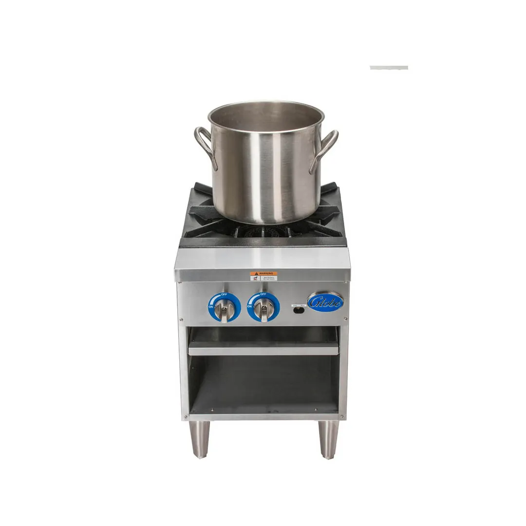Globe GSP18G 18" Quick Ship Natural Gas Stock Pot Range w/ (2) Two Ring Burners, LP Conversion Kit Included, 100.000 BTU
