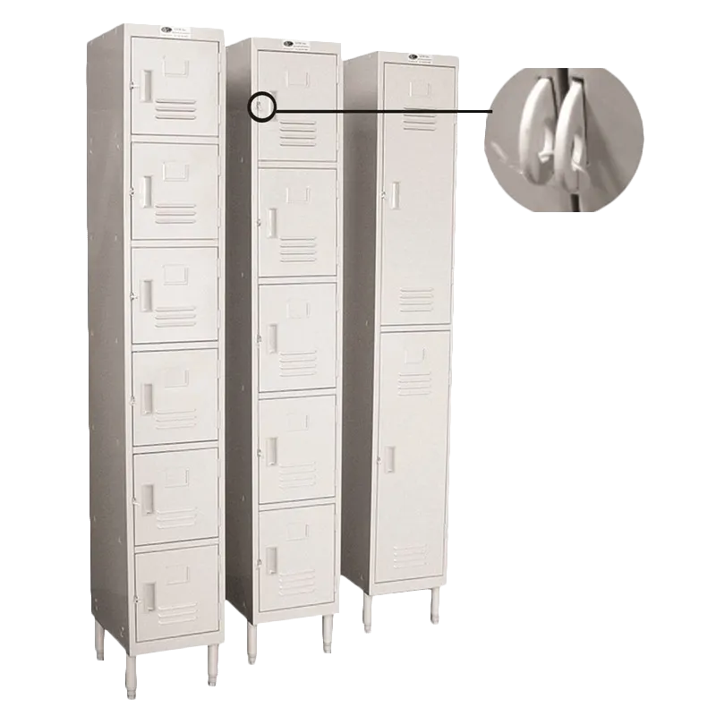 GSW USA ELS-6DR 6-Tier Employee Locker, 12"W x 16"D x 77"H, Beige, Powder Coated, Grid Vented, 6" Adjustable Legs