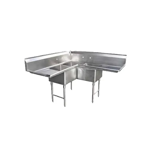 GSW USA SE18183C Corner Sink, Three Compartment, 57-1/2"W X 24"D X 45"H