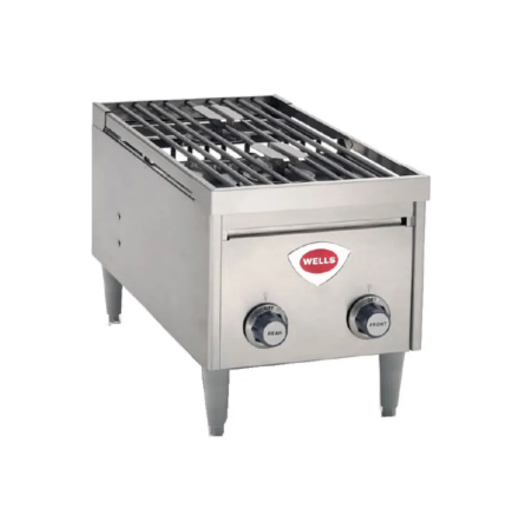 Wells H-2412G 12" Countertop Gas Hotplate with (2) Burners, Manual Controls, 24.000 BTU