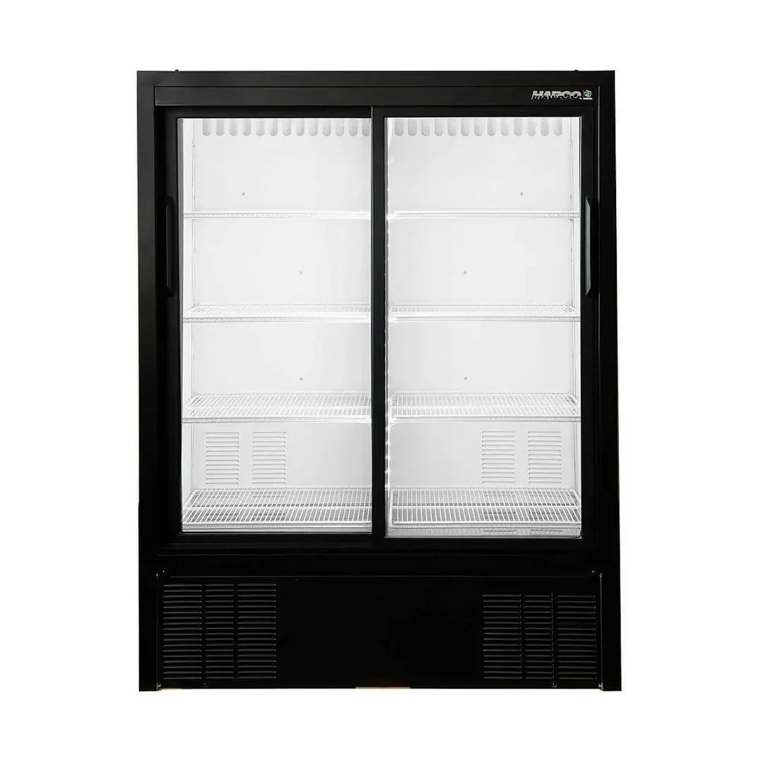 HABCO ESM14SL60HC 47" Black 2‑Section Refrigerator, 9‑23 cu ft, R290, Sliding Glass Doors, 1/4 HP 115V