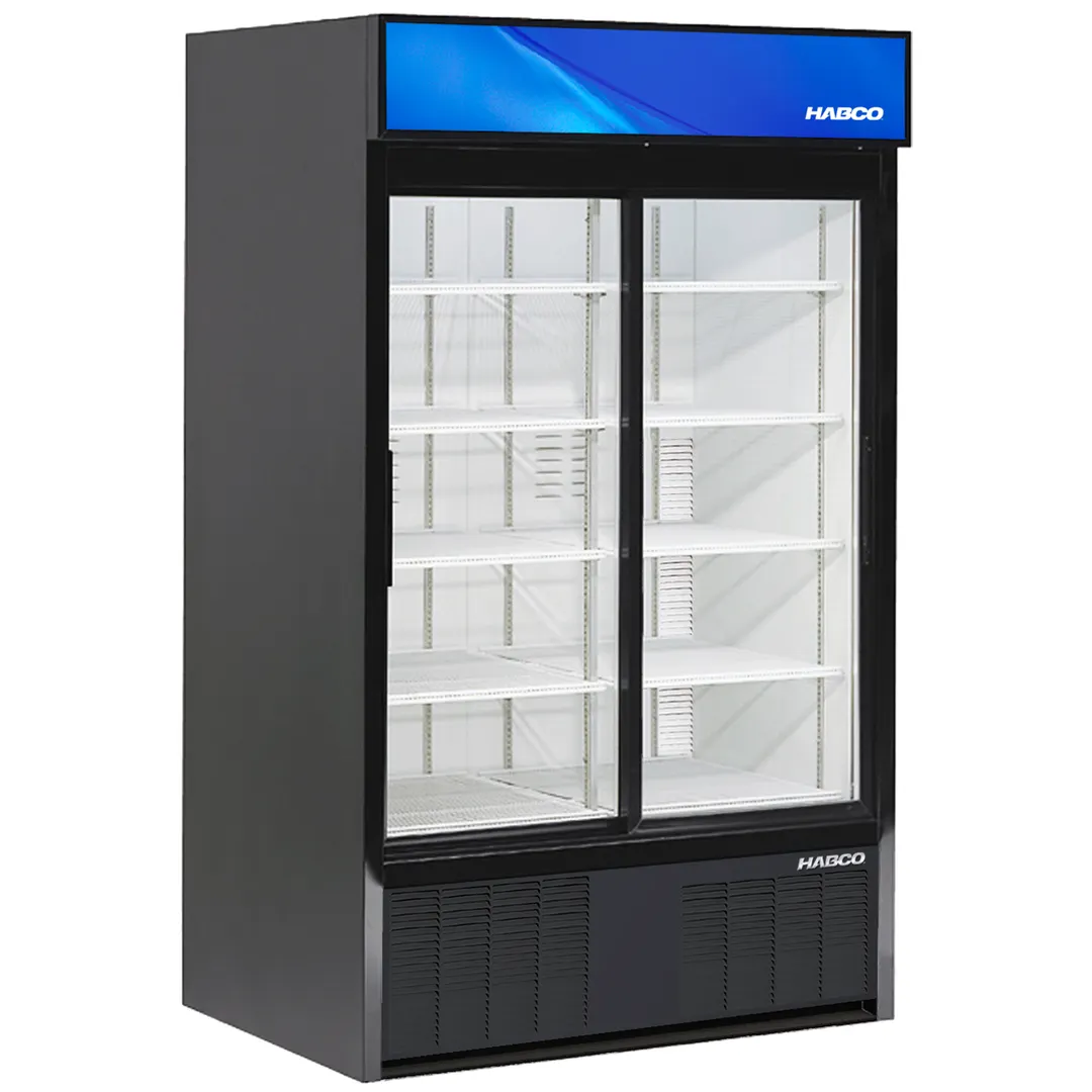 HABCO ESM42HC - 38‑53 cu ft Glass Door Merchandiser, Black, 1/4 HP R290 Compressor