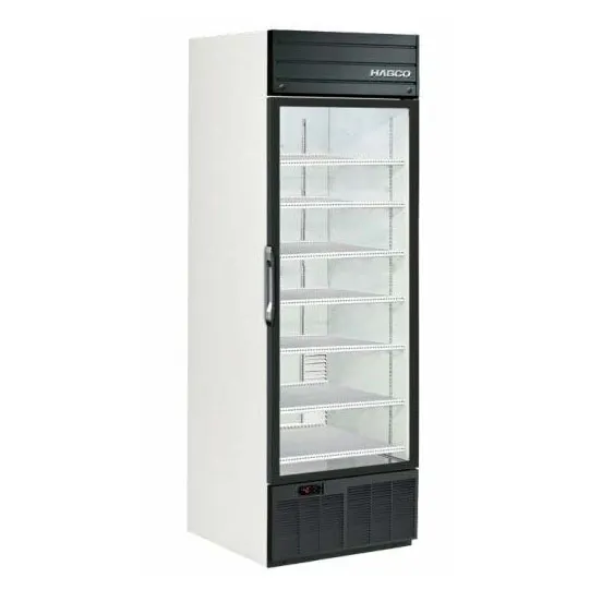 HABCO SE18HCRXG 23" Glass Door Refrigerator, 10-23 cu ft White/Black Trim, LED, Temp, R290