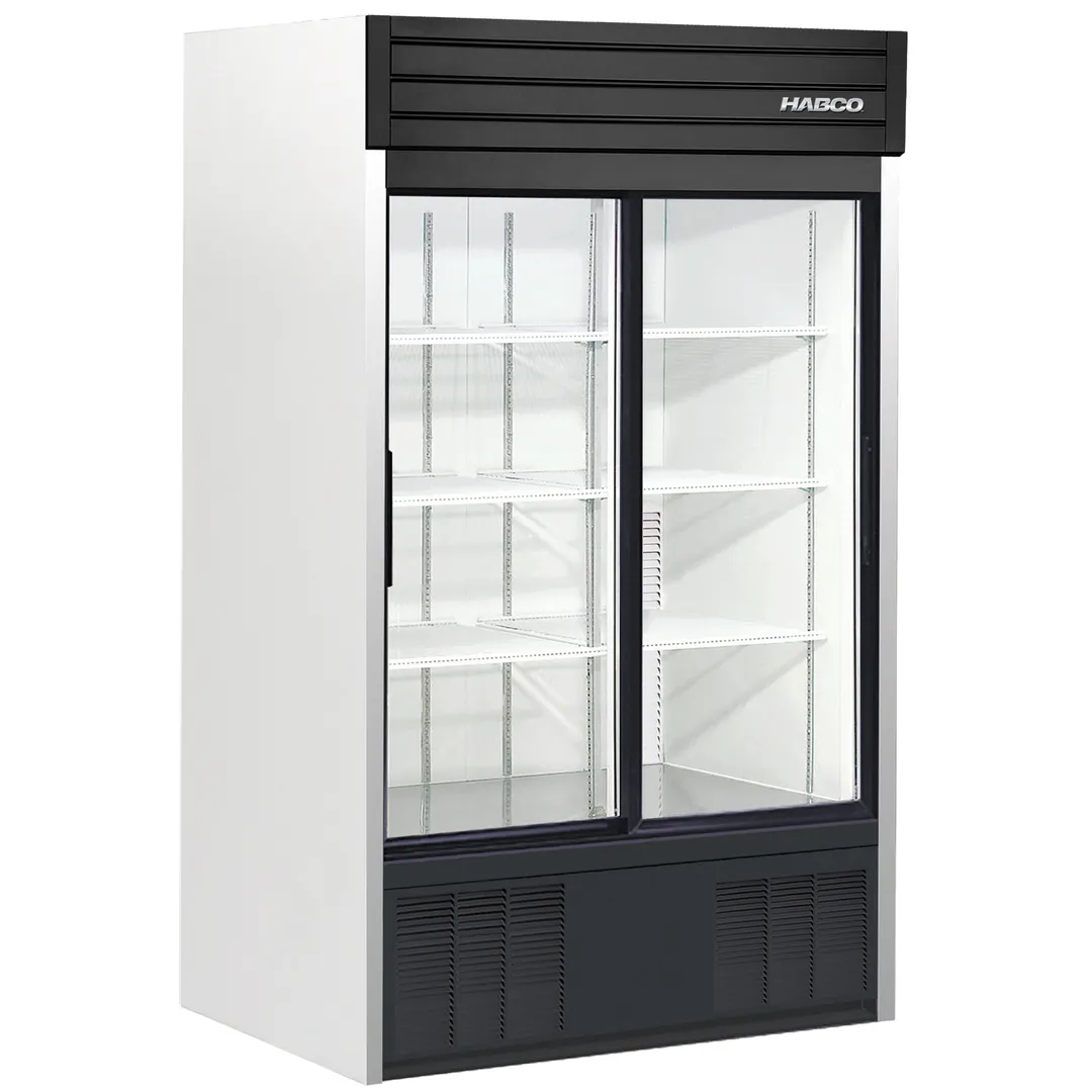 HABCO SE42HC - 2‑Section 47" Glass Door Merchandiser, 38‑53 cu ft, White, R290, 1/4 HP 115V, LED Light