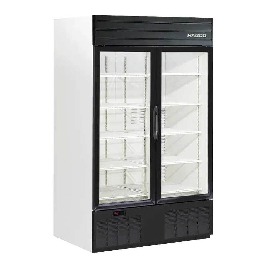 HABCO SE46HCRXG 47" Glass Door Refrigerator, 38‑53 Cu Ft, White Exterior Black Trim, R290, 115V