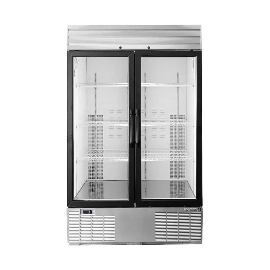 HABCO SE46HCSXG 47" 2-Section Stainless Steel Merchandiser Refrigerator w/ 2 Glass Doors